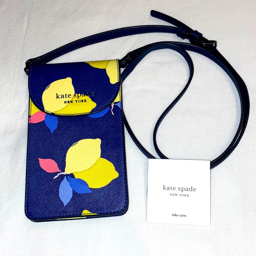 Kate Spade Cameron Lemon Zest North South Flap Phone Crossbody NWOT